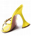 Amina Muaddi Women's Lily Crystal-Embellished Women Yellow Leather Satin Heel