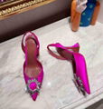 Amina Muaddi Begum Embellished Satin Slingback Pumps High Heel Pumps