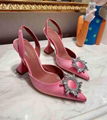 Amina Muaddi Begum Embellished Satin Slingback Pumps High Heel Pumps