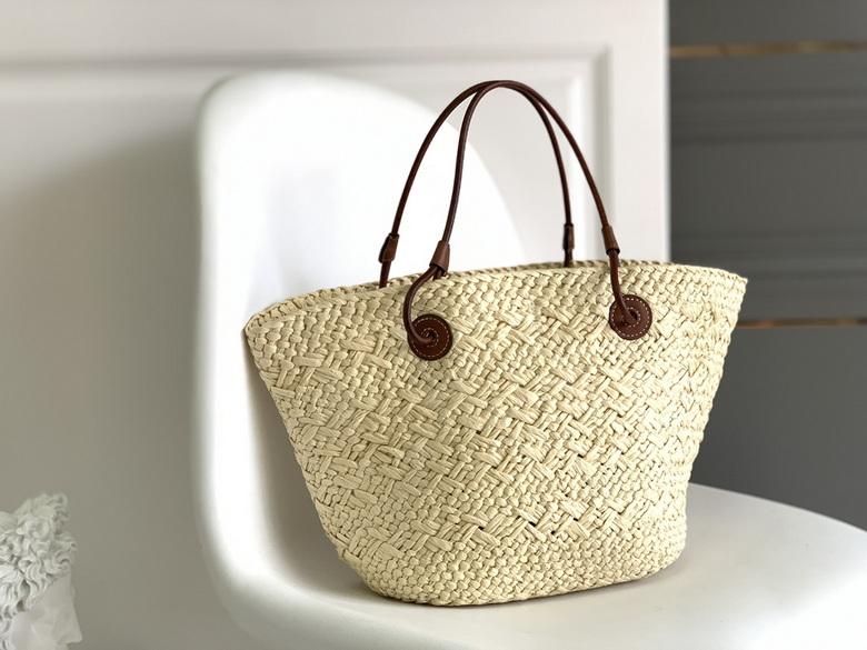       Beach Bag       Women Anagram Basket Bag in Iraca Palm and Calfskin  3