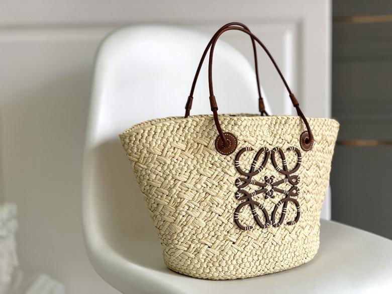       Beach Bag       Women Anagram Basket Bag in Iraca Palm and Calfskin 