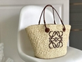 Loewe Beach Bag Loewe Women Anagram Basket Bag in Iraca Palm and Calfskin 