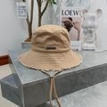 Jacquemus Le Bob Artichaut Hat Adjustable Chin Strap Logo Frayed Edges Caps