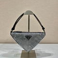 Triangle Satin Mini Bag With Crystals