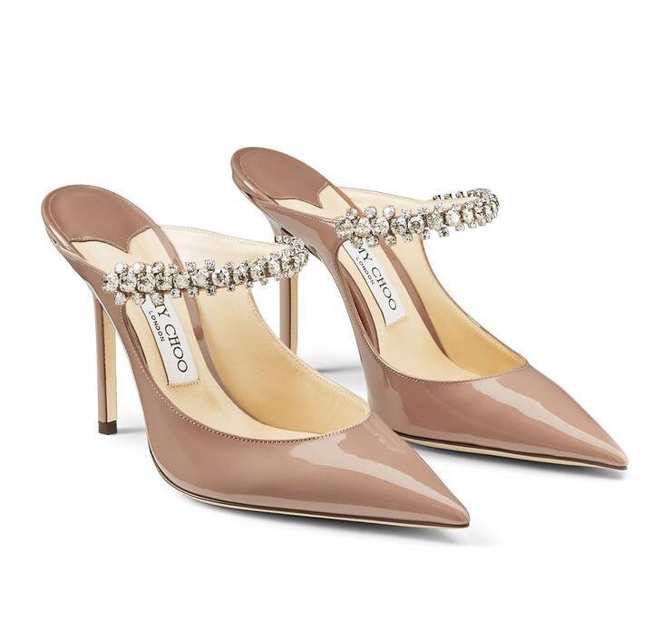            Bing 100 Mules Fashion Crystal Embellished Strap Stiletto Heel 2
