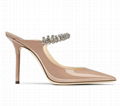 Jimmy Choo Bing 100 Mules Fashion Crystal Embellished Strap Stiletto Heel