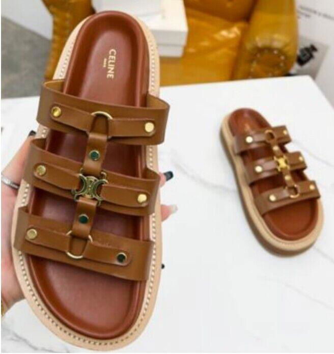        Camel Leather Tippi Mules Fashion        Slides Sandals