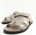 Hermes Chypre Sandal Naturel Calfskin Leather Women Men Casual Slides Shoes 