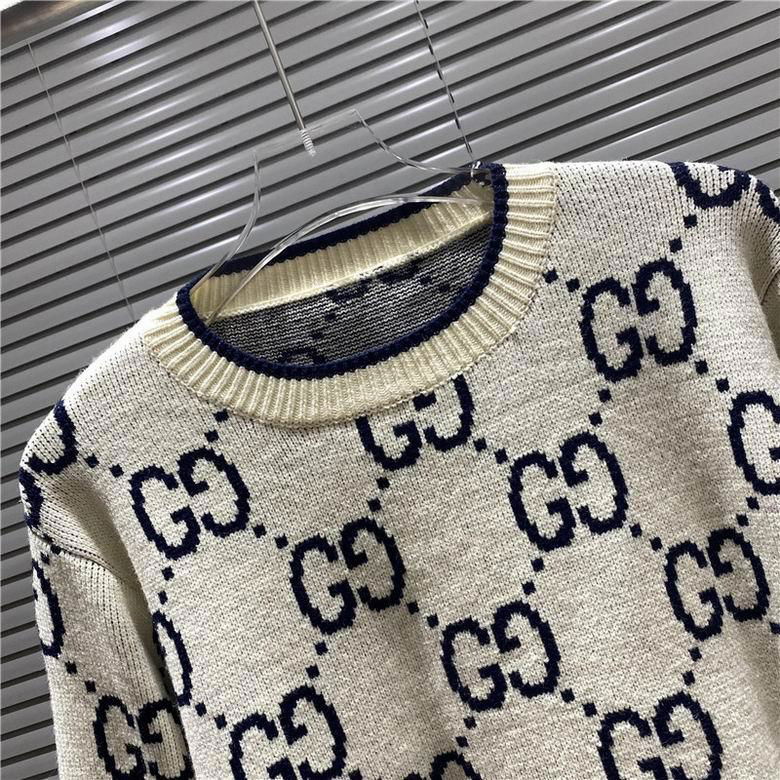       Logo Jacquard Cotton Sweater Men Wool GG Sweatershirt  5