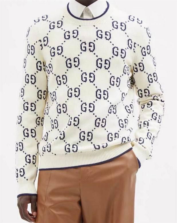       Logo Jacquard Cotton Sweater Men Wool GG Sweatershirt 