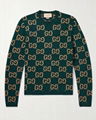 Gucci Logo Jacquard Cotton Sweater Men Wool GG Sweatershirt 
