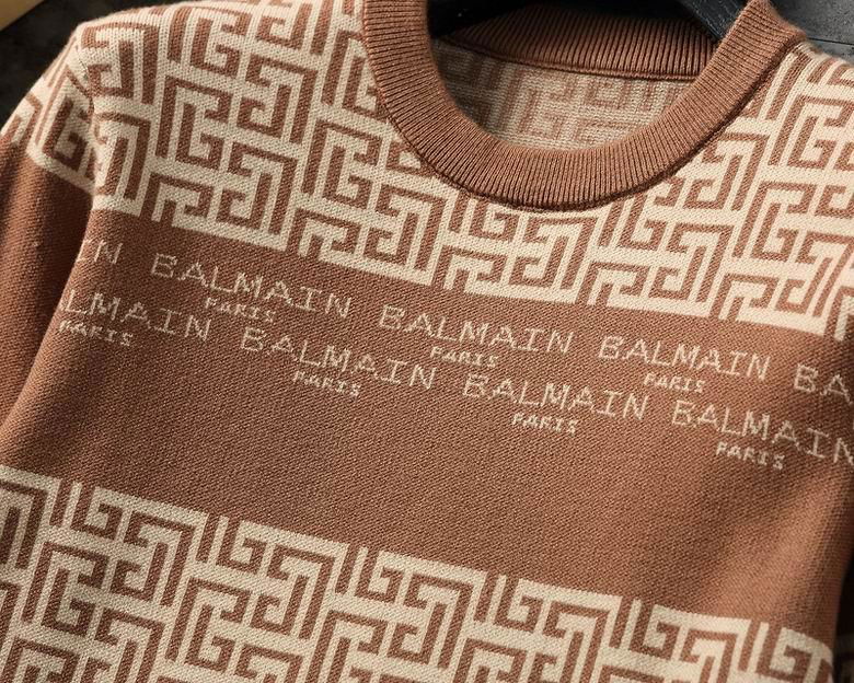 Balmain PB-Monogram Print Sweatshirt Men Striped Wool Sweater 5