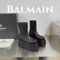 Balmain Platform Leather Ankle Boots Women Black 