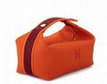 Hermes NIB Feu Bride-a-Brac Pouch Bag Women  Canvas Small Pouch Orange Burgundy