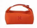 Hermes NIB Feu Bride-a-Brac Pouch Bag Women  Canvas Small Pouch Orange Burgundy