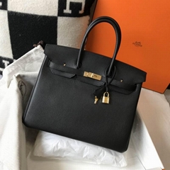        Black Birkin 35cm Togo Leather with Gold Hardware Women Birkin Tote Bag