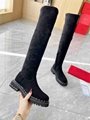 Valentino Garavani Rockstud Over The Knee Suede Boots Fashion Long Boots