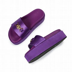         95 Satin Platform Sandal Purple Medusa Slides Slipper 