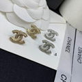 Chanel Crystal CC Gold Stud Earrings Classic CC Logo Earrings