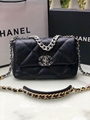 Chanel 19 Flap Bag Lambskin Gold/Ruthenium-tone Maxi Black CC logo chain bag