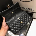 Chanel Classic Caviar Leather  Double Flap Bag Black Medium CC logo Chain Bag