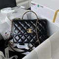 Chanel Kelly Top Handle Tote Women Fashion CC logo chain flap bag black 