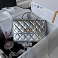 Chanel Kelly Top Handle Tote Women Fashion CC logo chain flap bag black 