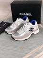        23C White Silver Metallic CC Logo Lace Up Flat Runner Trainer Sneaker 11