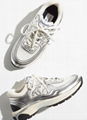        23C White Silver Metallic CC Logo Lace Up Flat Runner Trainer Sneaker 2