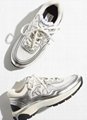 Chanel 23C White Silver Metallic CC Logo Lace Up Flat Runner Trainer Sneaker
