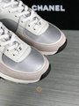        23C White Silver Metallic CC Logo Lace Up Flat Runner Trainer Sneaker 12