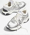        23C White Silver Metallic CC Logo Lace Up Flat Runner Trainer Sneaker 7