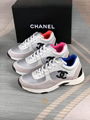        23C White Silver Metallic CC Logo Lace Up Flat Runner Trainer Sneaker 15