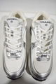        23C White Silver Metallic CC Logo Lace Up Flat Runner Trainer Sneaker 8