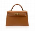 Hermes Kelly Mini II Sellier Gold Epsom Handbag Women Fashion Totes 