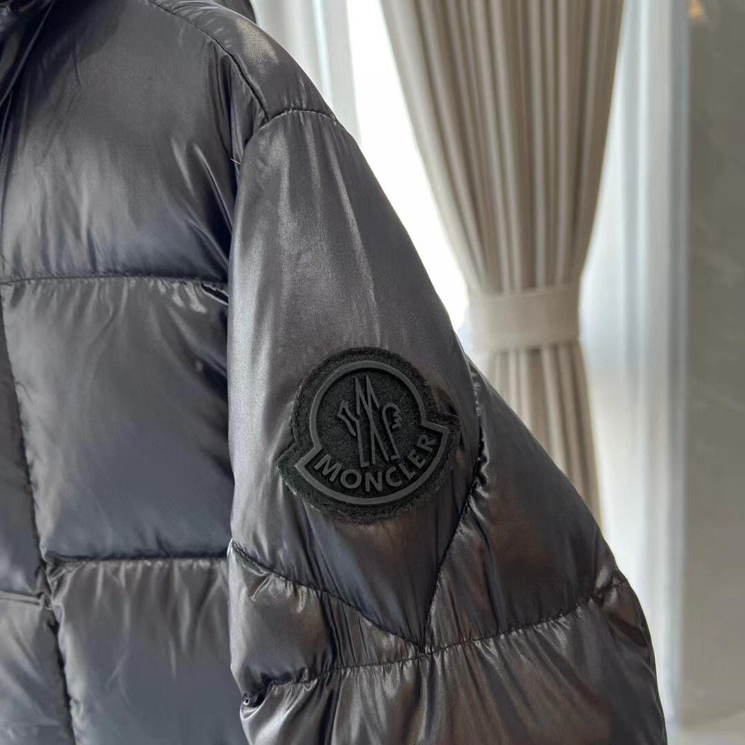         Black Dougnac Jacket Long Sleeve Quilted Nylon Down Filled Jacket  5