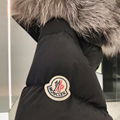 Moncler Aphroti Long Down Jacket Women Quilted Nylon Down Jacket with Fur hoodie