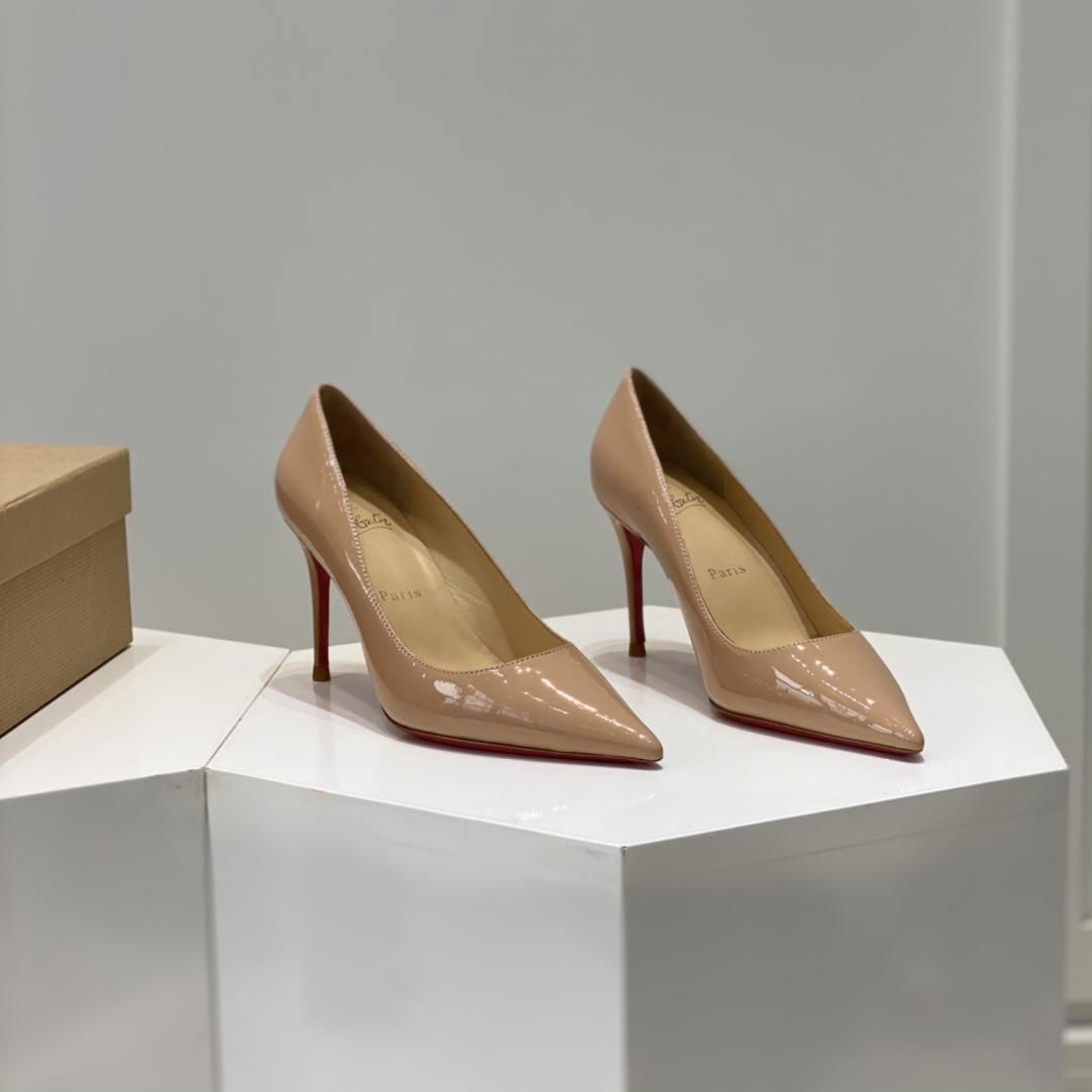                     Kate 85 mm Pumps CL Beige Patent Leather Classic Pointy Pump 3