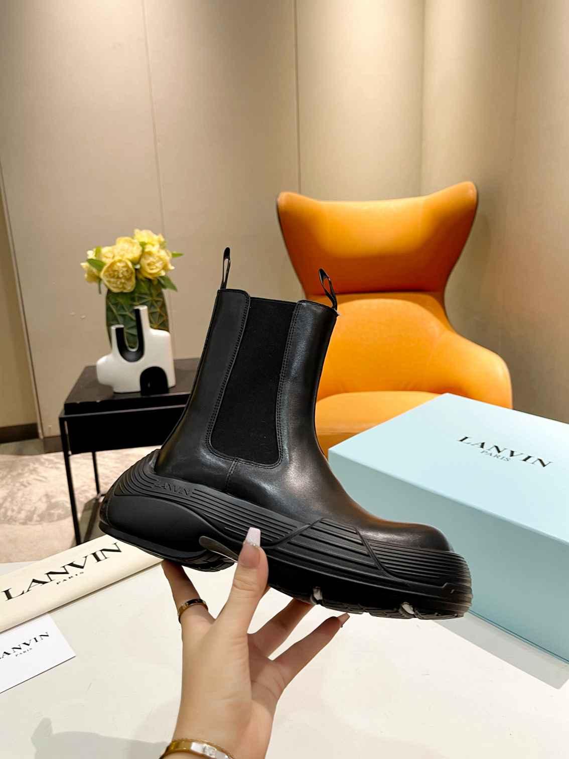 Lanvin Black Flash-X Bold Ankle-high Buffed Calfskin Chelsea Boots 2