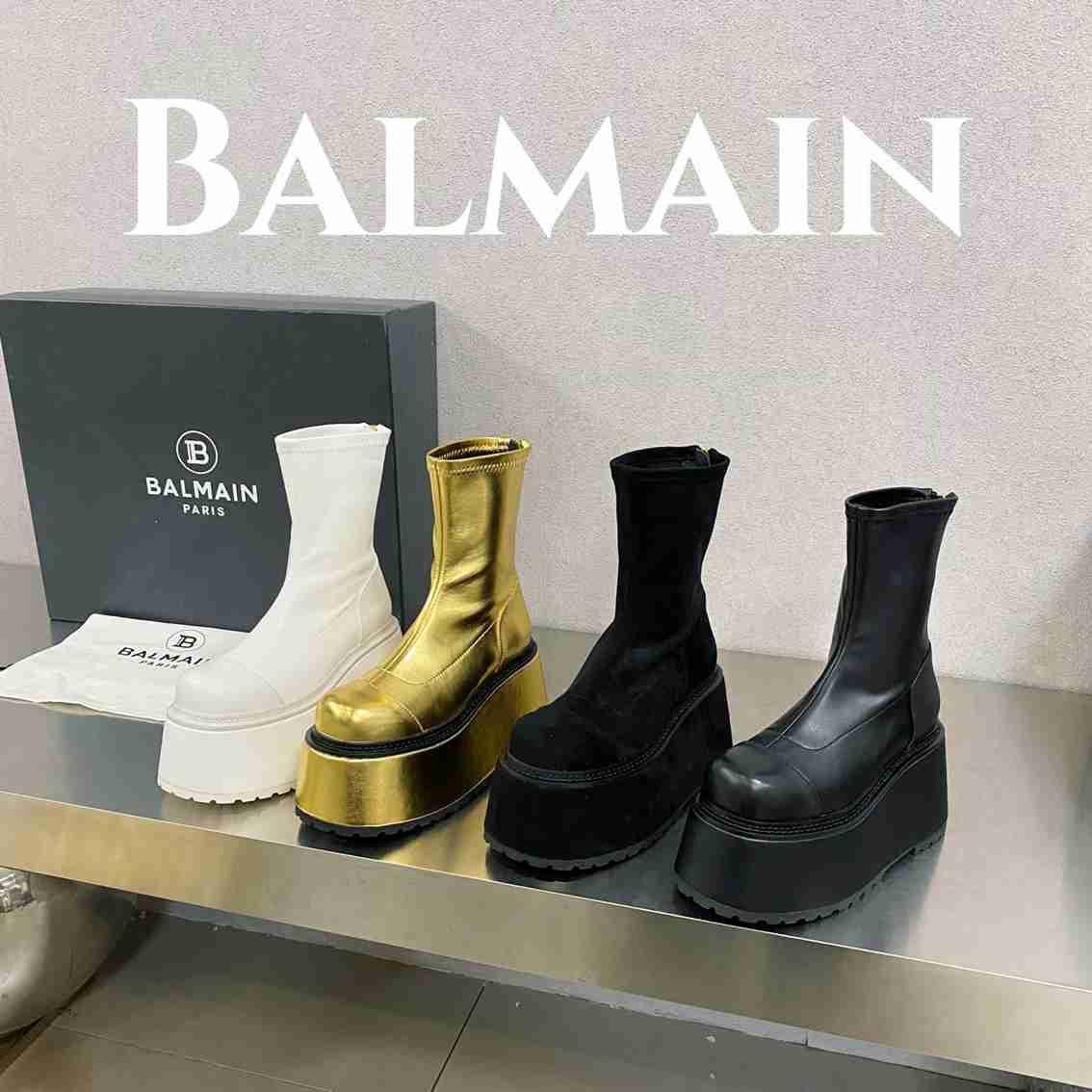 Balmain Leather platform boots Women 12 cm-thick platform soles Zip boots 2