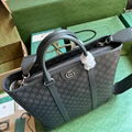 Gucci OPHIDIA MEDIUM TOTE BAG Grey and black GG Supreme Tender canvas Bag