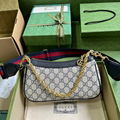 Gucci OPHIDIA GG SMALL HANDBAG Women Beige and blue GG Supreme canvas Bag 