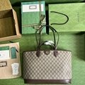 Gucci OPHIDIA MEDIUM TOTE BAG Beige and white GG Supreme canvas travel bag