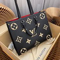 Louis Vuitton OnTheGo Tote MM Black/Beige Leather LV Tote Bag