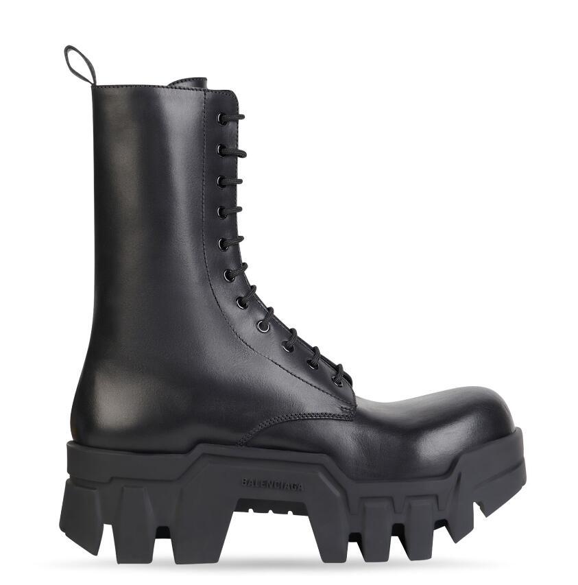            Bulldozer Lace-Up Boot in black vegetal calfskin 80mm platform Boots  2