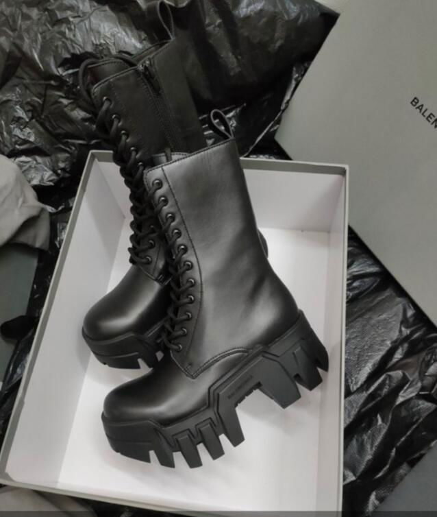            Bulldozer Lace-Up Boot in black vegetal calfskin 80mm platform Boots 