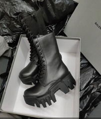 Bulldozer Lace-Up Boot in black vegetal calfskin 80mm platform Boots