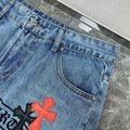 Chrome Hearts Stencil Cross Patch Denim Men's Navy and Red Jeans 3