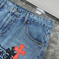 Chrome Hearts Stencil Cross Patch Denim Men's Navy and Red Jeans