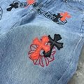 Chrome Hearts Stencil Cross Patch Denim Men's Navy and Red Jeans 8